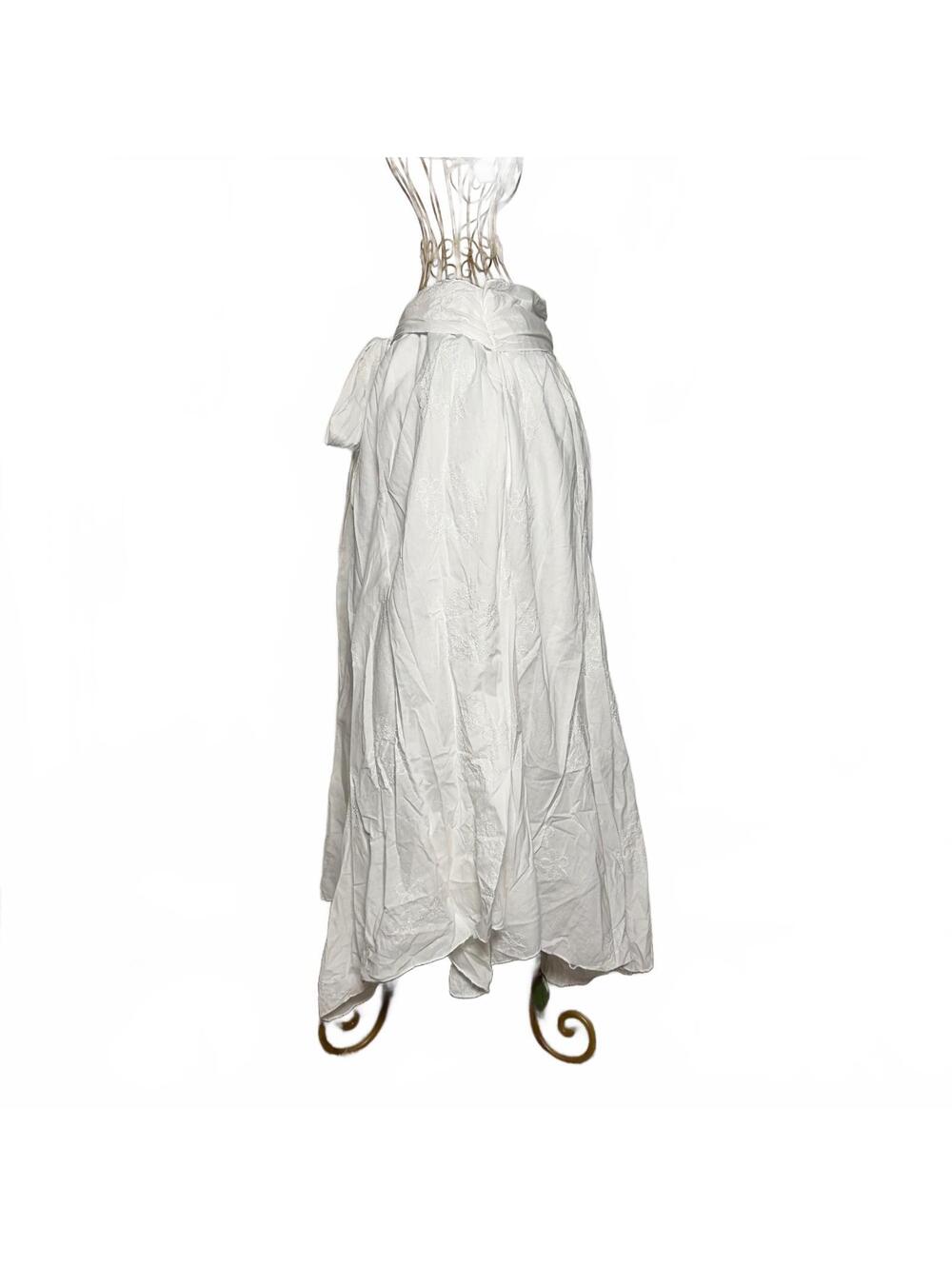 MKM Designs White Embroidered Floral Wrap Maxi Skirt Cottagecore Boho 2X Plus - Picture 4 of 9